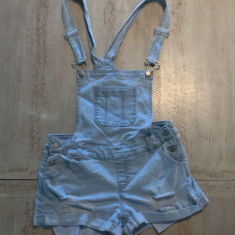 Wax Jeans Est. ‘82 Light Blue Denim Overalls bib shorts Size: Small